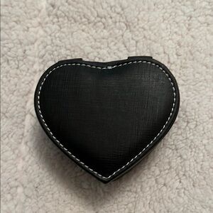 Black Heart-Shaped Leather Like Jewelry Travel Case